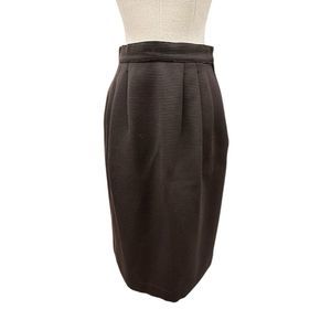 Max Mara Brown Ribbed Wool Pleated Skirt Made in Italy Size 8